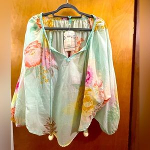 FARM Rio Anthropologie Basel Peasant Top NWT Size L